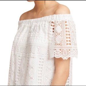 Sunday in Brooklyn white off the shoulder lacy top